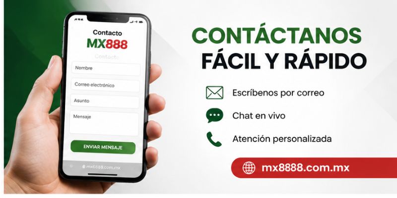 Canales de Contacto de MX888 para recibir consultas y sugerencias